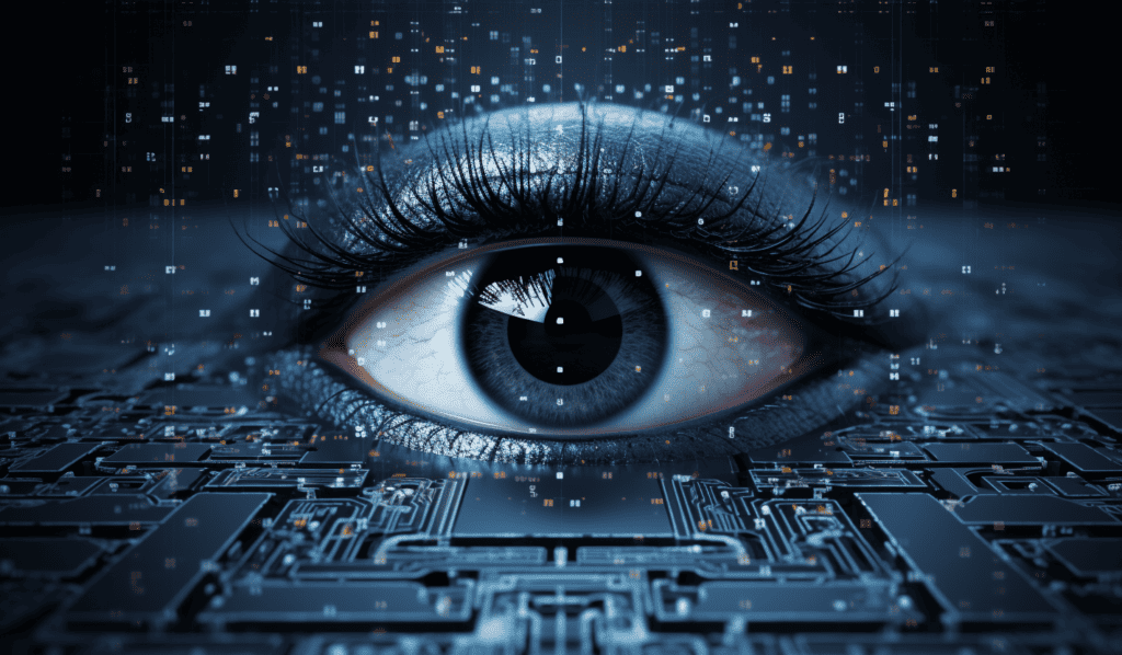 Illustration created by MidJourney to show the connection between the natural eye vision system and the EYE2DRIVE new vision technology.